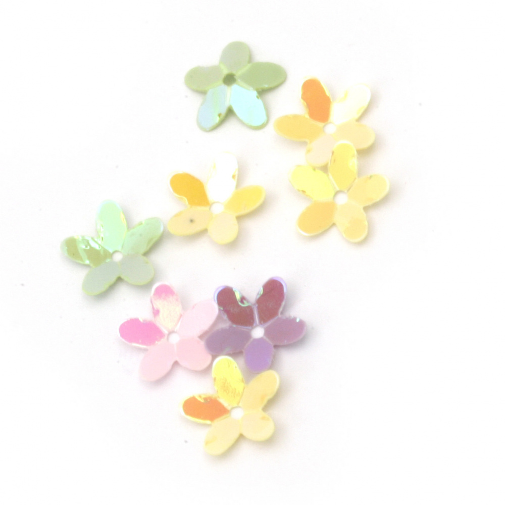 Sequins flower 10 mm rainbow Different types -20 grams
