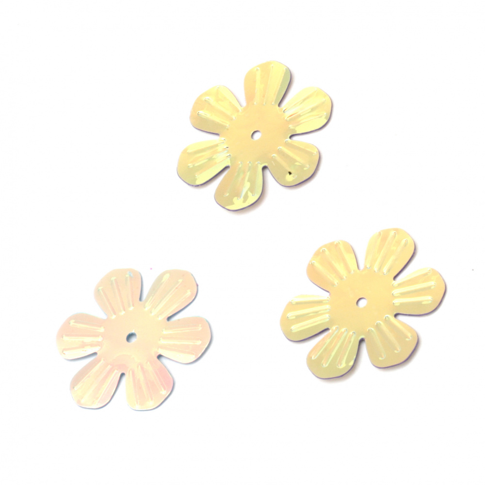Sequins flower 24 mm relief rainbow Different types -20 grams