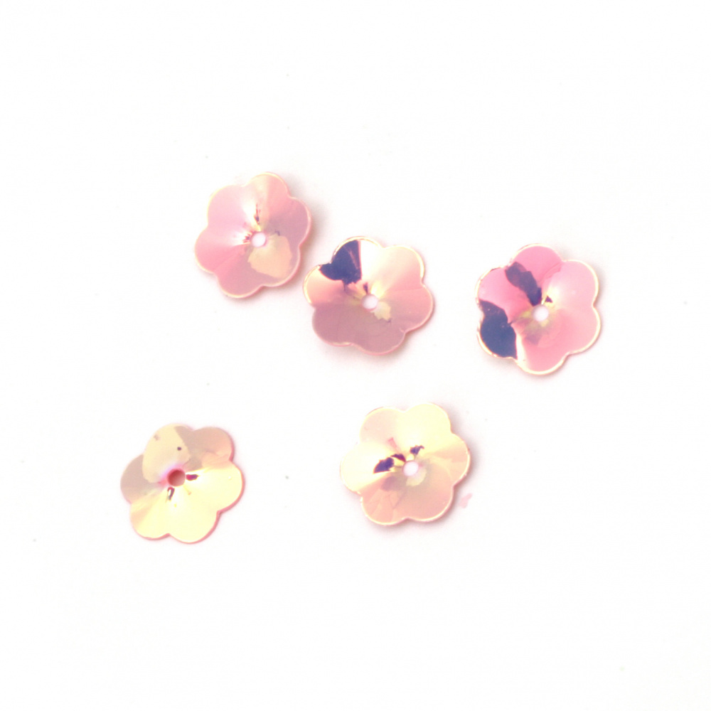 Sequins bell 10x1.5 mm pink dark rainbow -20 grams