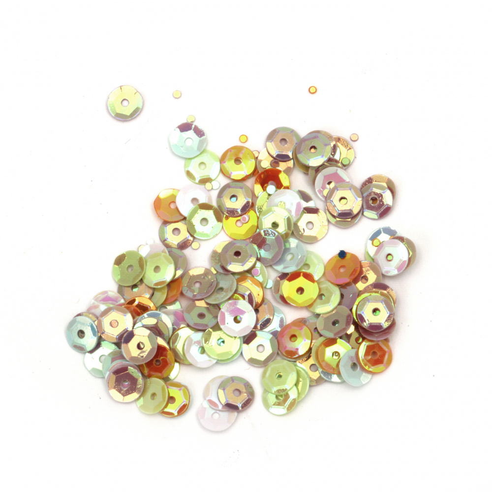 Round Cup Sequins 5 mm, Rainbow  - 20 grams