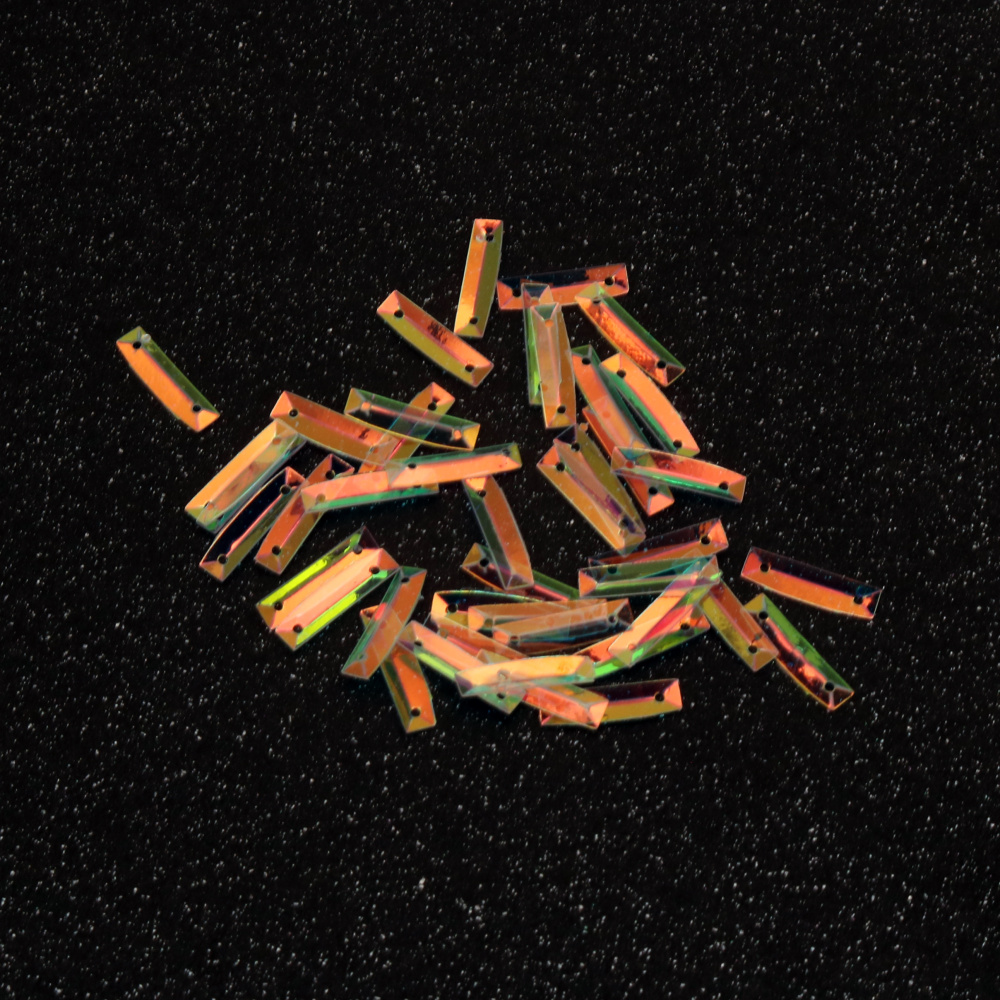 Rectangular 2 Hole Sequins 14x1 mm, Transparent, Rainbow -20 grams