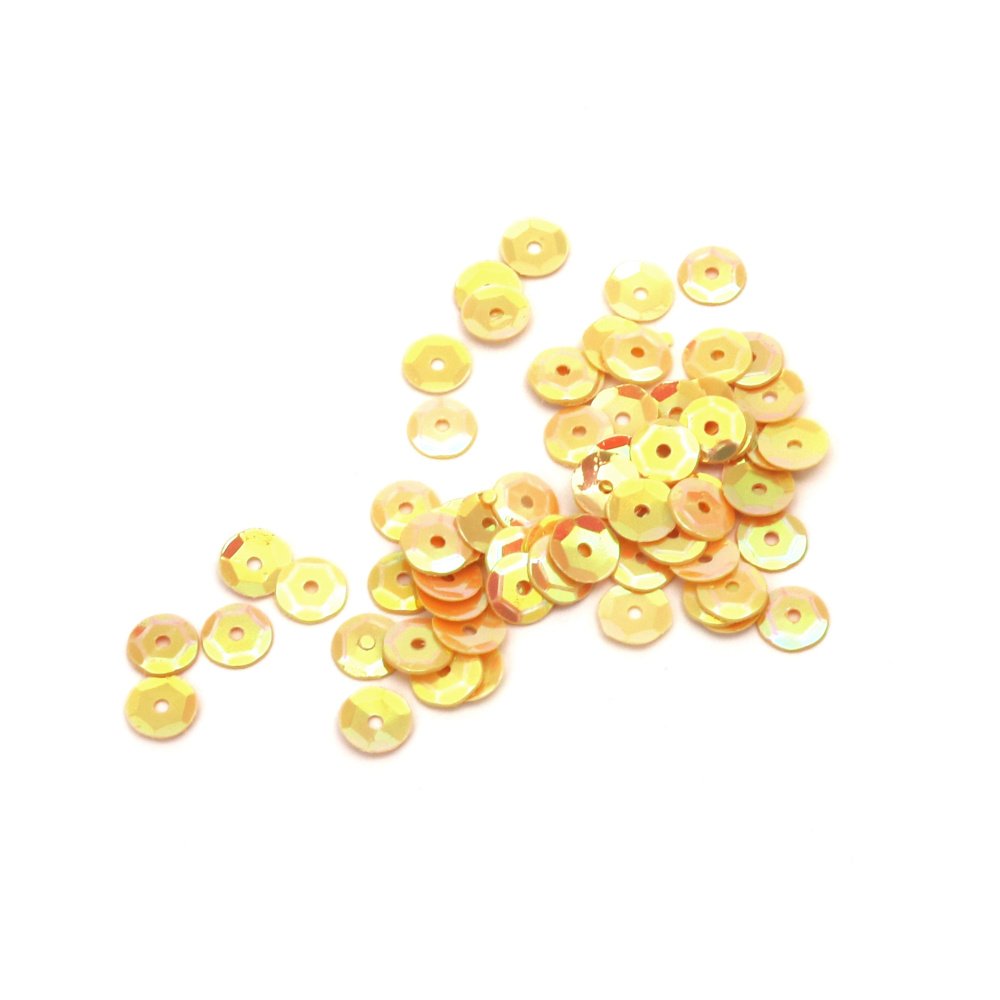 Παγιέτες/ πούλιες στρογγυλές κίτρινες ουράνιο τόξο 5 mm - 20 γραμμάρια