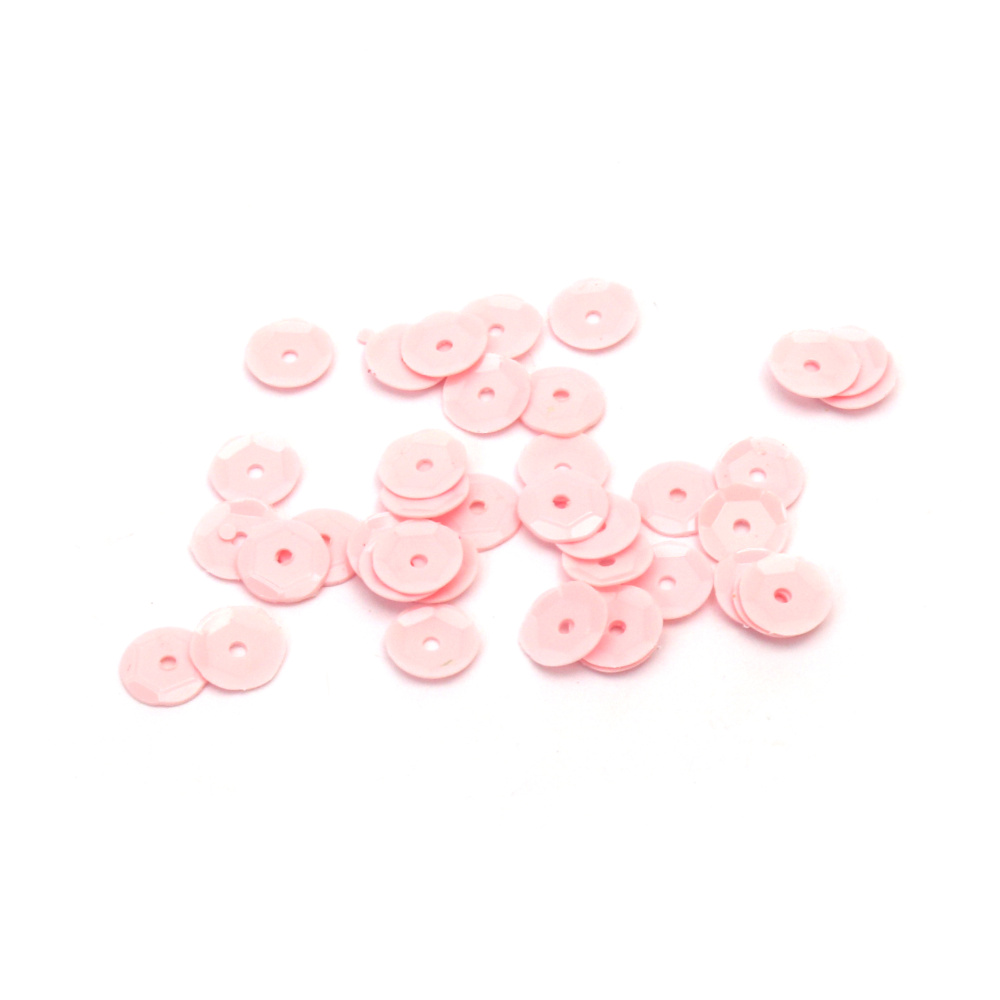 Solid Round Cup Sequins 6 mm, color Baby Pink - 20 grams, for DIY, Craft and Sewing