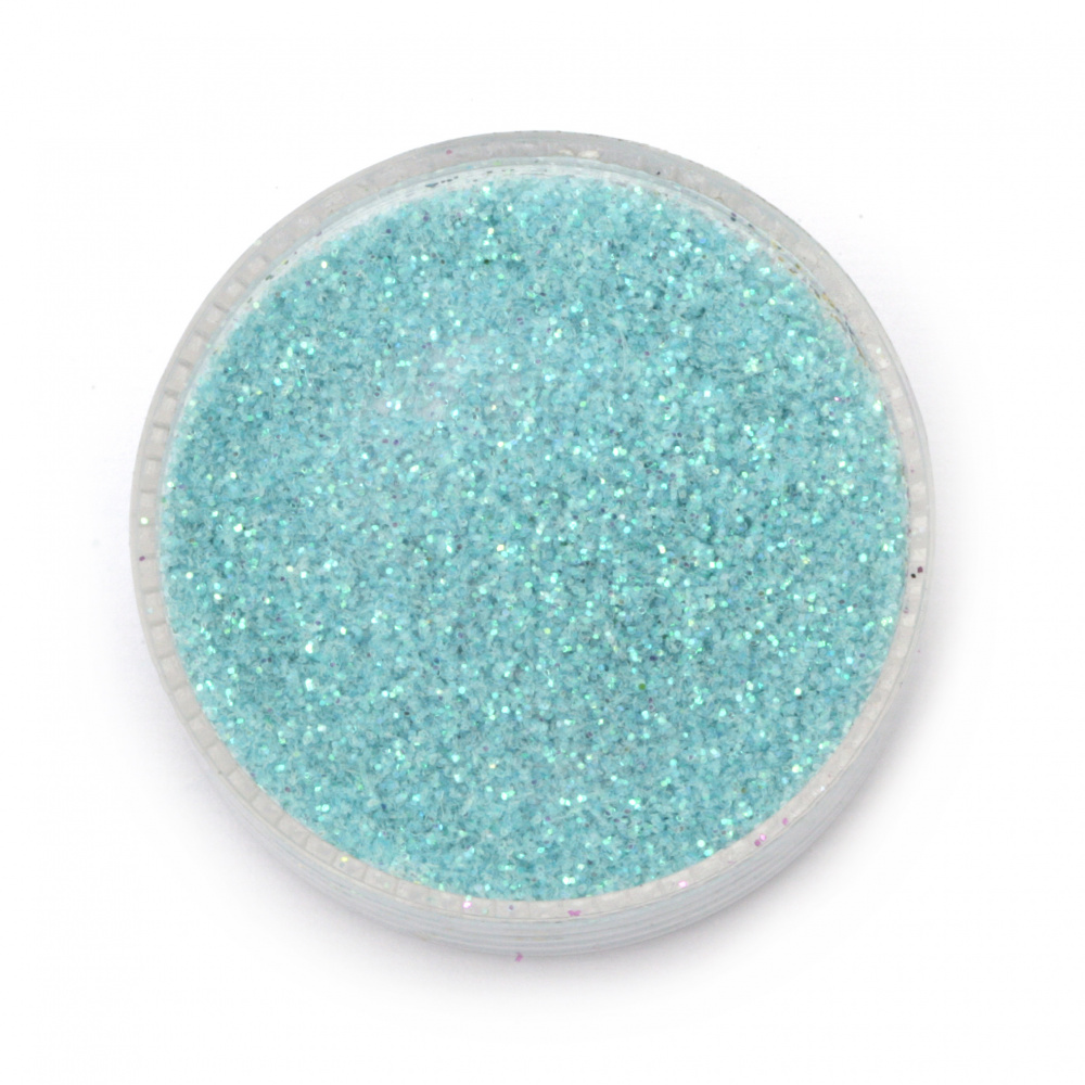 Brocade/glitter powder 0.3 mm 250 micron blue/turquoise hologram/rainbow - 20 grams