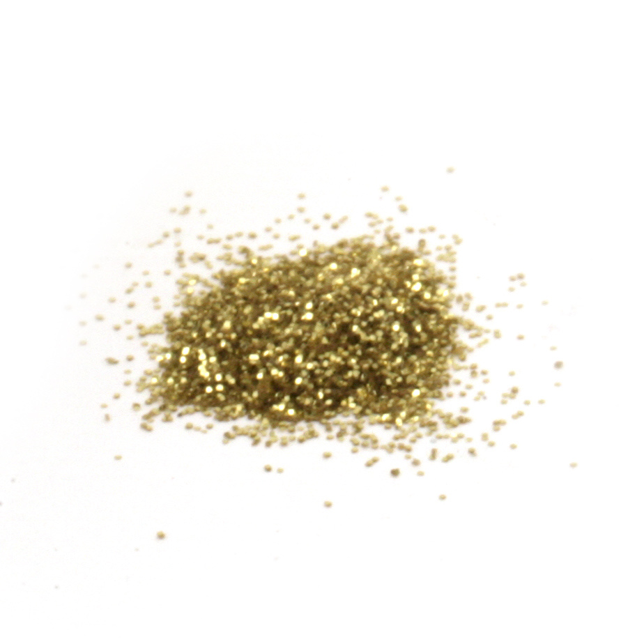 Брокатен блестящ прах 0.2 мм 200 микрона цвят злато -15 мл ~12 грама
