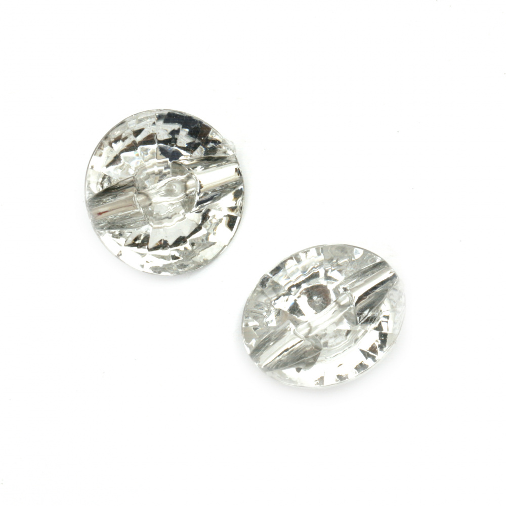 Acrylic Buttons, 15x7mm, Hole 1.5mm, Silver - 10 Pieces