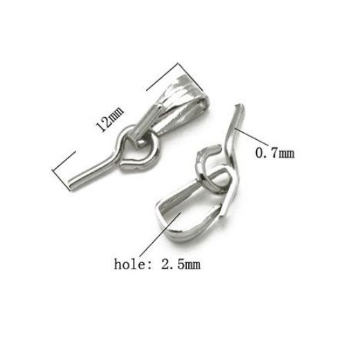 Pendant Clasp Connector /  12x0.7mm, Hole: 2.5 mm / Silver - 20 sets