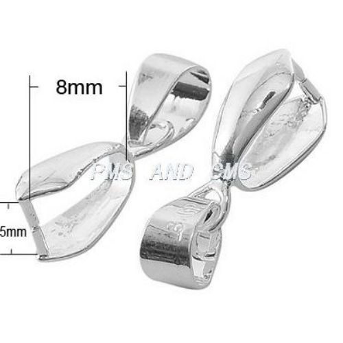 Metal Pinch Clip Bails for Pendants / 21x8x5 mm / White - 10 pieces