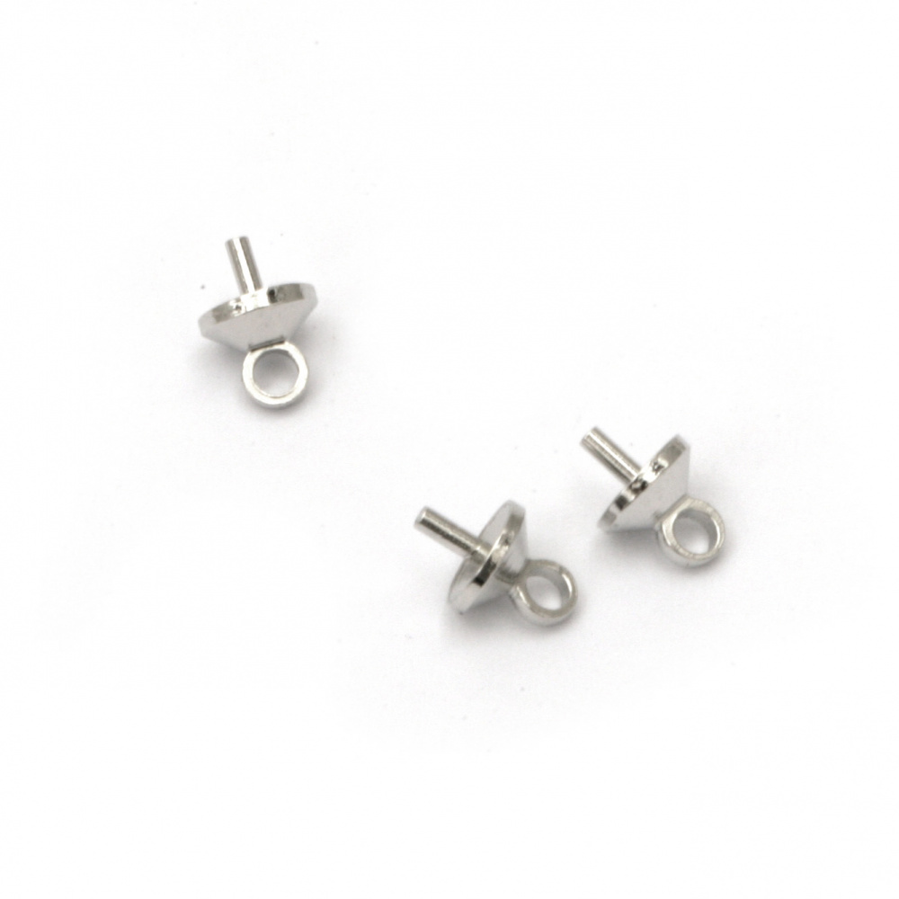 Eye Pin Peg Bail for Pendant / 7x5 mm, Hole: 1.5 mm / Silver - 10 pieces