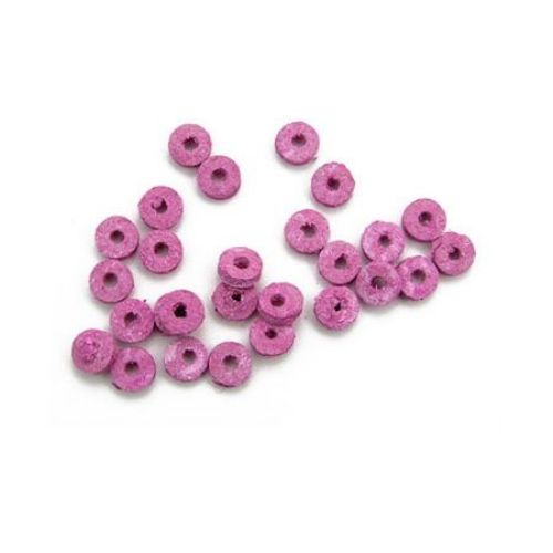 Washer bead from leather 6x2 mm light pink - 12.5 grams ~ 300 pieces