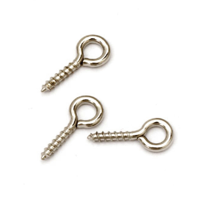 Small Screw Eyes, Size: 10x5 mm, Hole 1.8 mm, Color White, Screw Eye Hooks - 100 Peaces