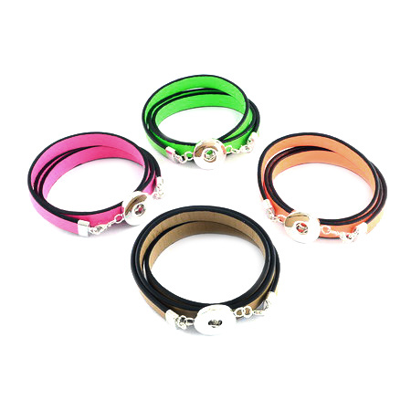 Faux leather bracelet metal for Tic-tac button 55 cm MIX