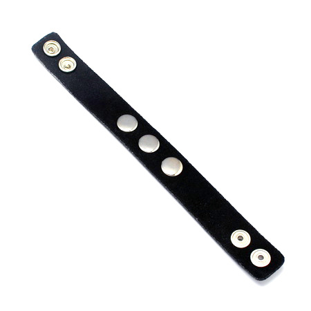 Genuine leather metal bracelet for Tic-tac button 235x26 mm black