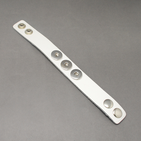 Гривна естествена кожа метал за копче Тик-так 240x25 мм бяла