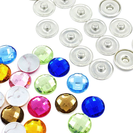18mm Snap Button Set and Assorted Acrylic Stone Cabochon