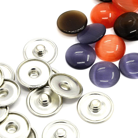 Snap Button Set Resin Cabochon, DIY Clothes, 18mm 