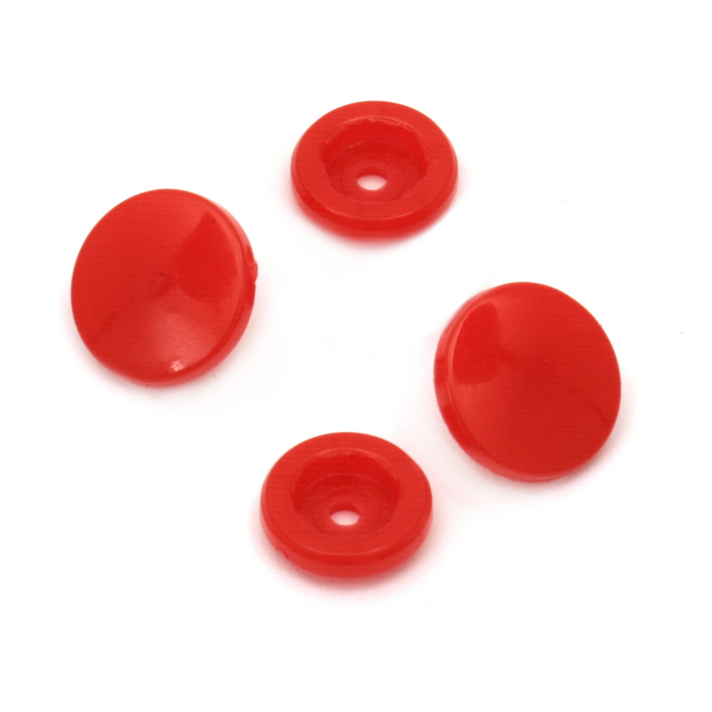 Пластмасови тик-так копчета 12 мм цвят червен -20 броя