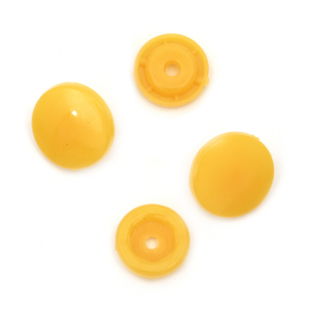 Round Plastic Sew-on Snap Buttons, 12 mm, Orange color - 20 pieces, for Sewing