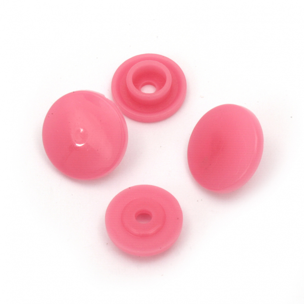 Round Plastic Snap Button, Size: 12 mm, Color: Cyclamen, 20 pieces