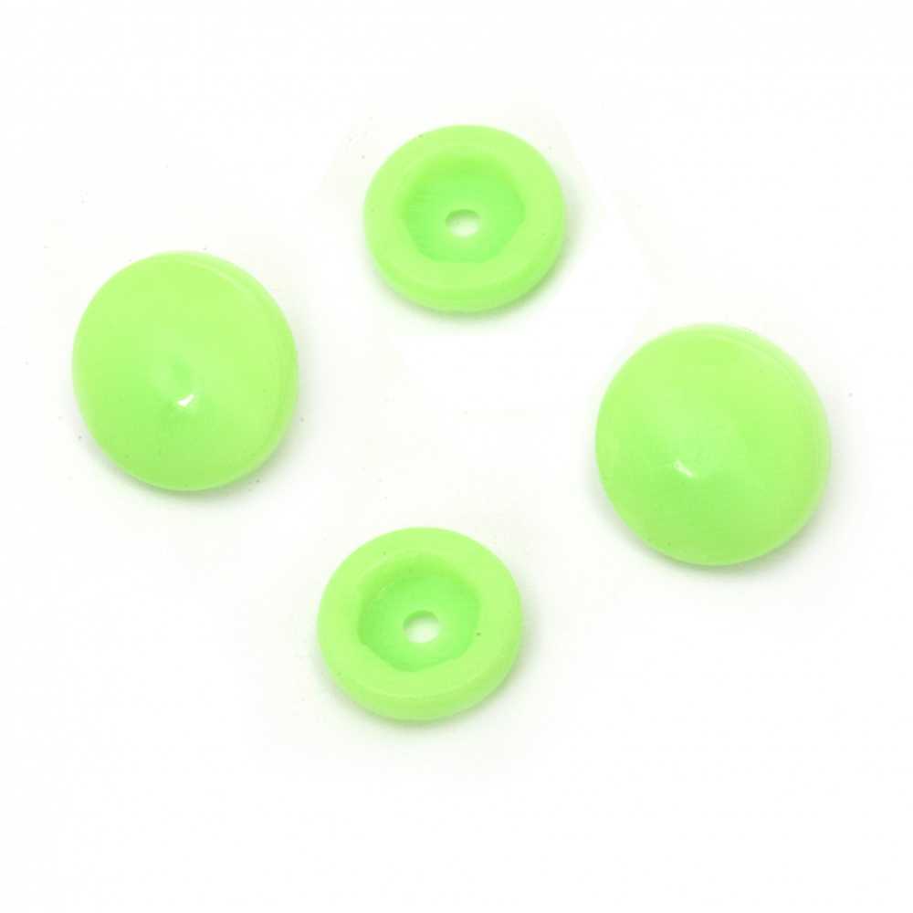 Round Plastic Sew-on Snap Buttons, Size: 12 mm, Color: Electric Green, 20 pieces