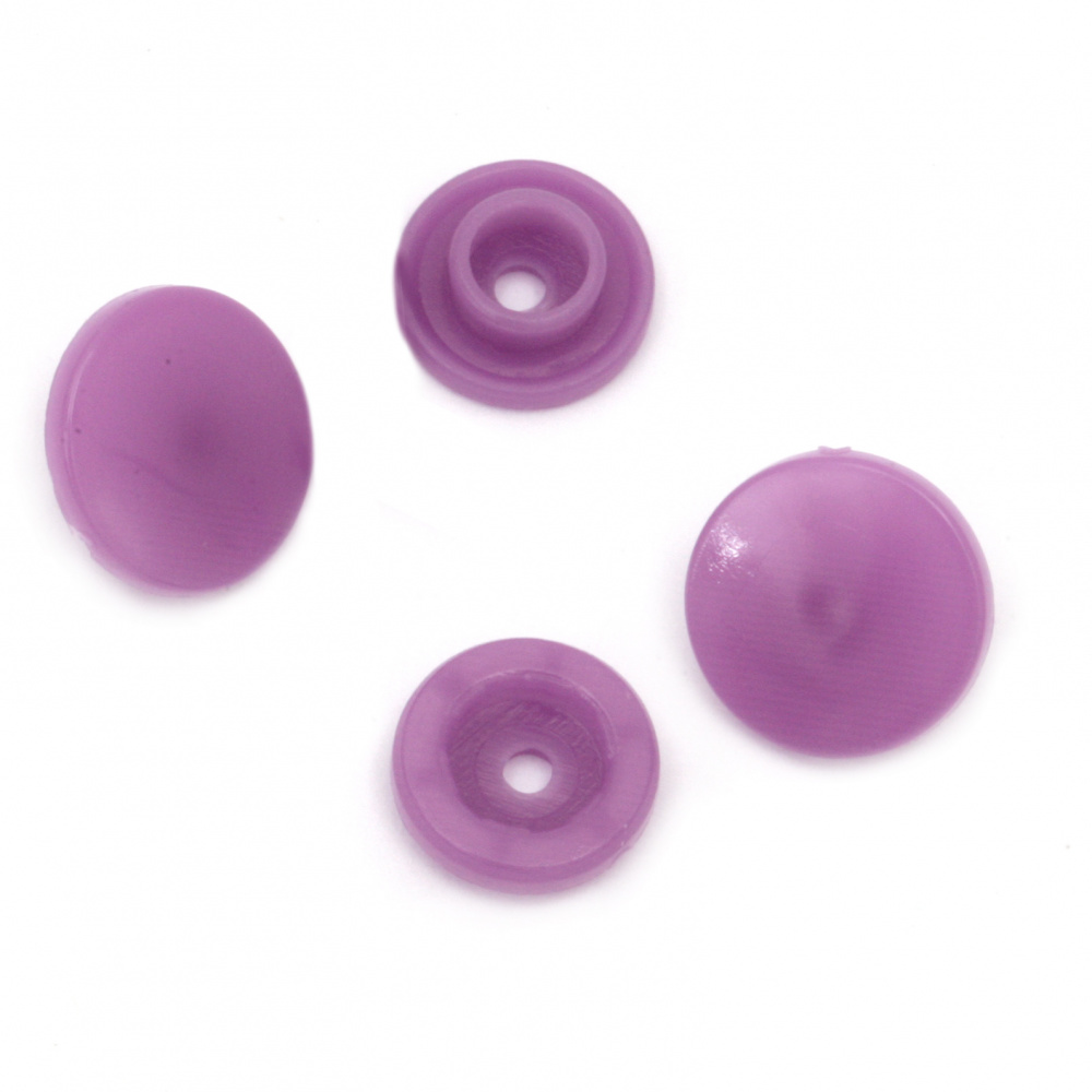 Round Plastic Snap Button, Size: 12 mm, Color: Purple, 20 pieces