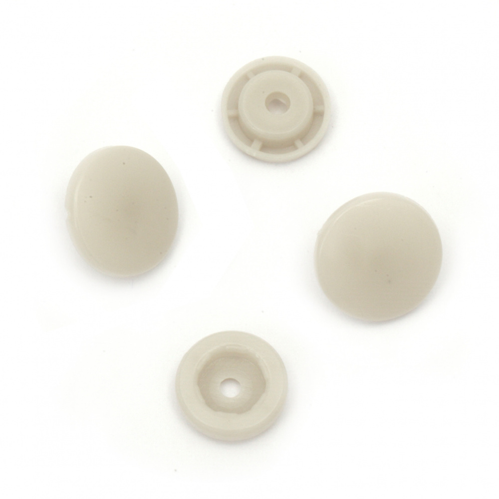 Round Plastic Snap Button, Size: 12 mm, Color: Light Gray, 20 pieces