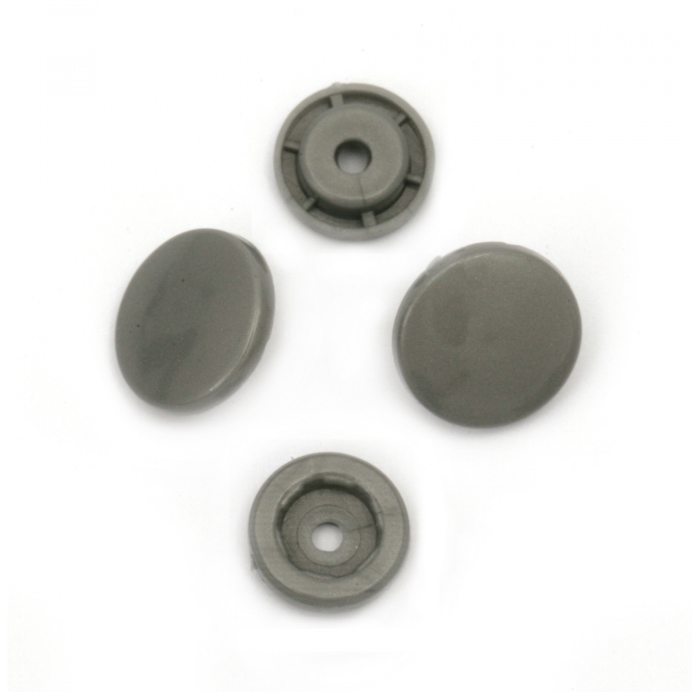 Round Plastic Sew-on Snap Buttons, Size: 12 mm, Color: Gray - 20 pieces for Sewing Clothing