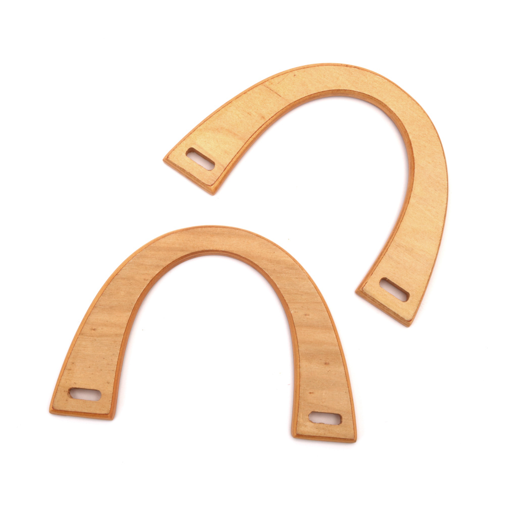 Wooden Handles for Handmade Bags 16.5x11.5x0.9 cm, Wood color - set of 2 pieces