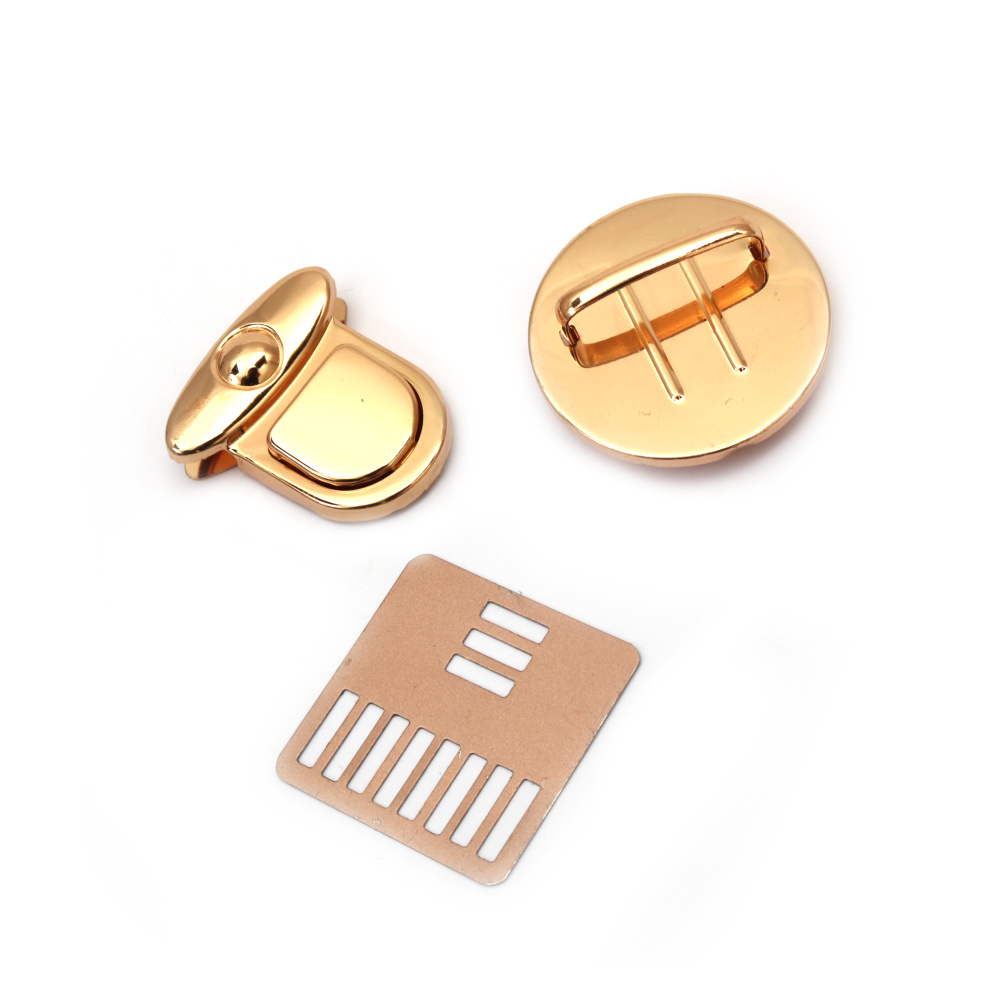 Metal Clasp for Bags / 3.8 cm / Gold Color - 3 parts