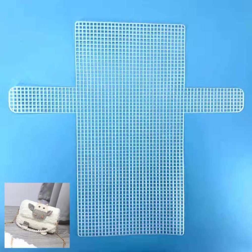 Rectangular Plastic Canvas for Bags Making / 18x36 cm / White