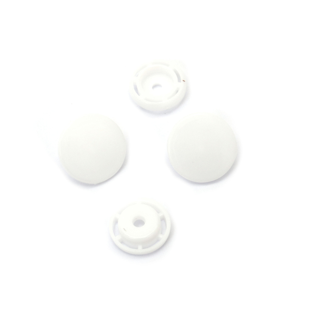 Nasturi tic-tac din plastic 10,5 mm T3 culoare alb - 20 buc