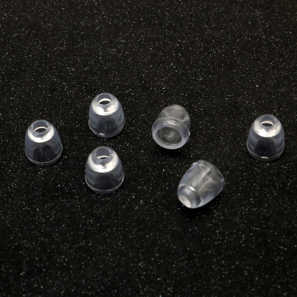 Plastic Cord End 12x11 mm, Hole: 4 mm, Transparent - 20 pieces