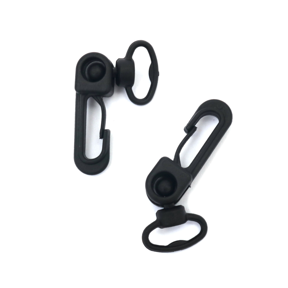 Plastic Carabiner, 50x20 mm, Hole 16x5 mm, Black color - 10 pieces