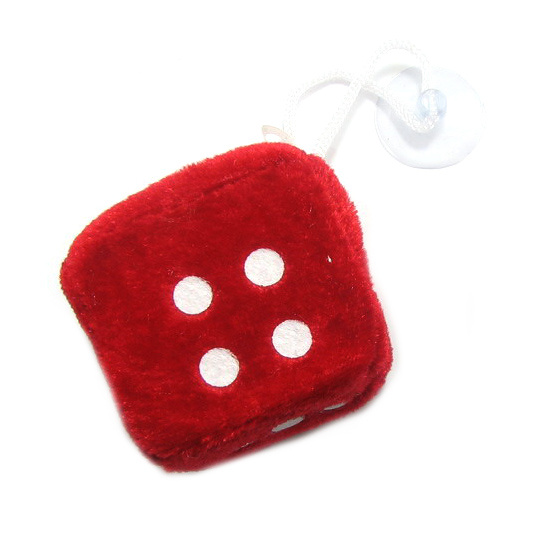 Textile Dice with Window Suction Cup / Red with White / 45 mm 