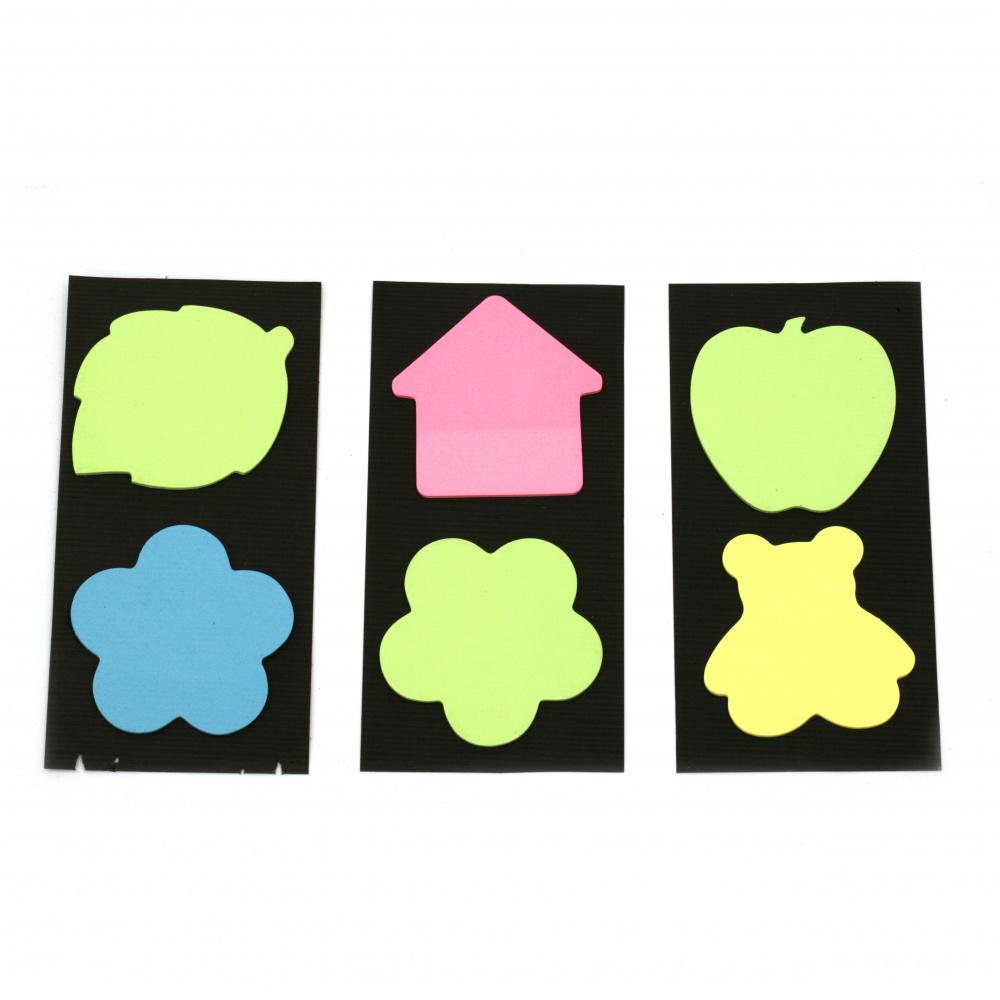 Set of Sticky Notes, 70x70 mm, 2 Pads, Assorted Colors and Shapes - 44 Sheets
