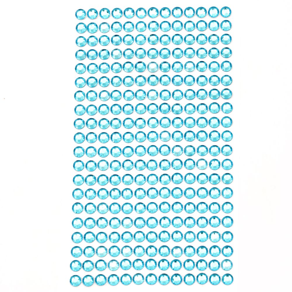 Pietre autoadezive acrilice 6 mm culoare albastru deschis -260 bucăți