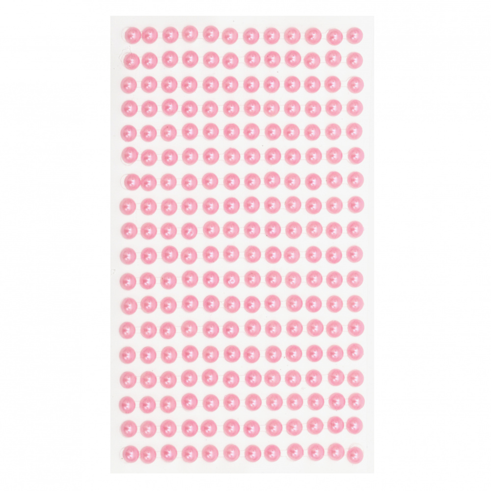 Самозалепващи перли полусфери 6 мм розови - 216 броя