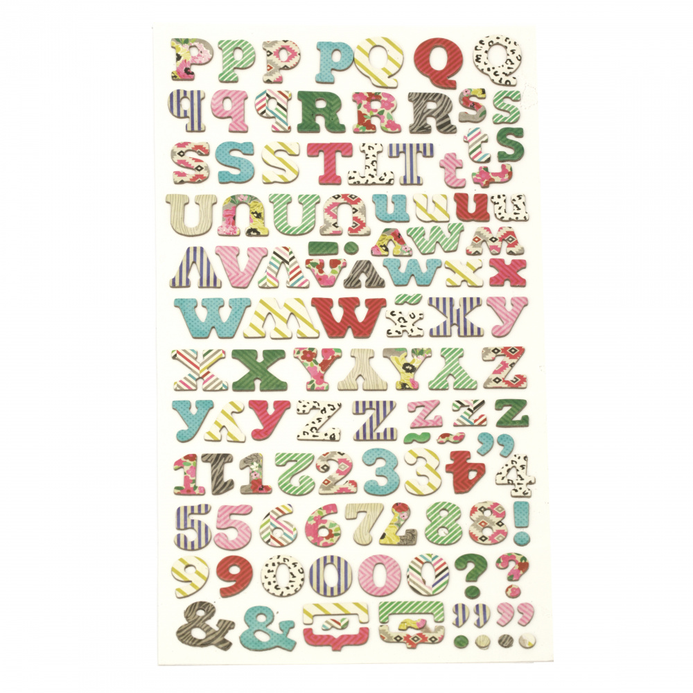  stickers letters numbers and signs 12 ~ 18x5 ~ 28 mm MIX -226 pieces