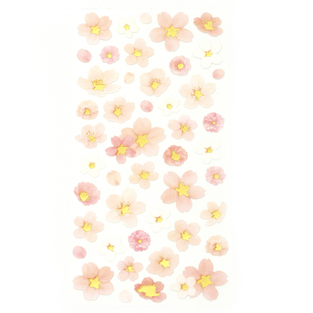 Self-adhesive stickers for decoration of assorted flowers
