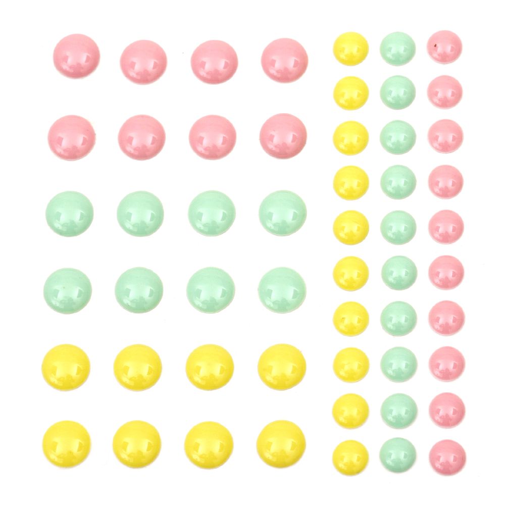 Pietre emailate autoadezive 6 ~ 8 mm 3 culori -54 bucăți