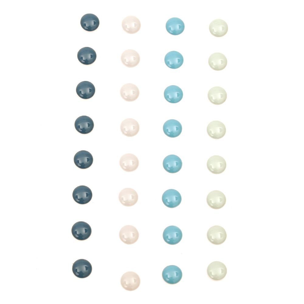Pietre emailate autoadezive 8 mm gama 4 culori albastru -32 bucăți