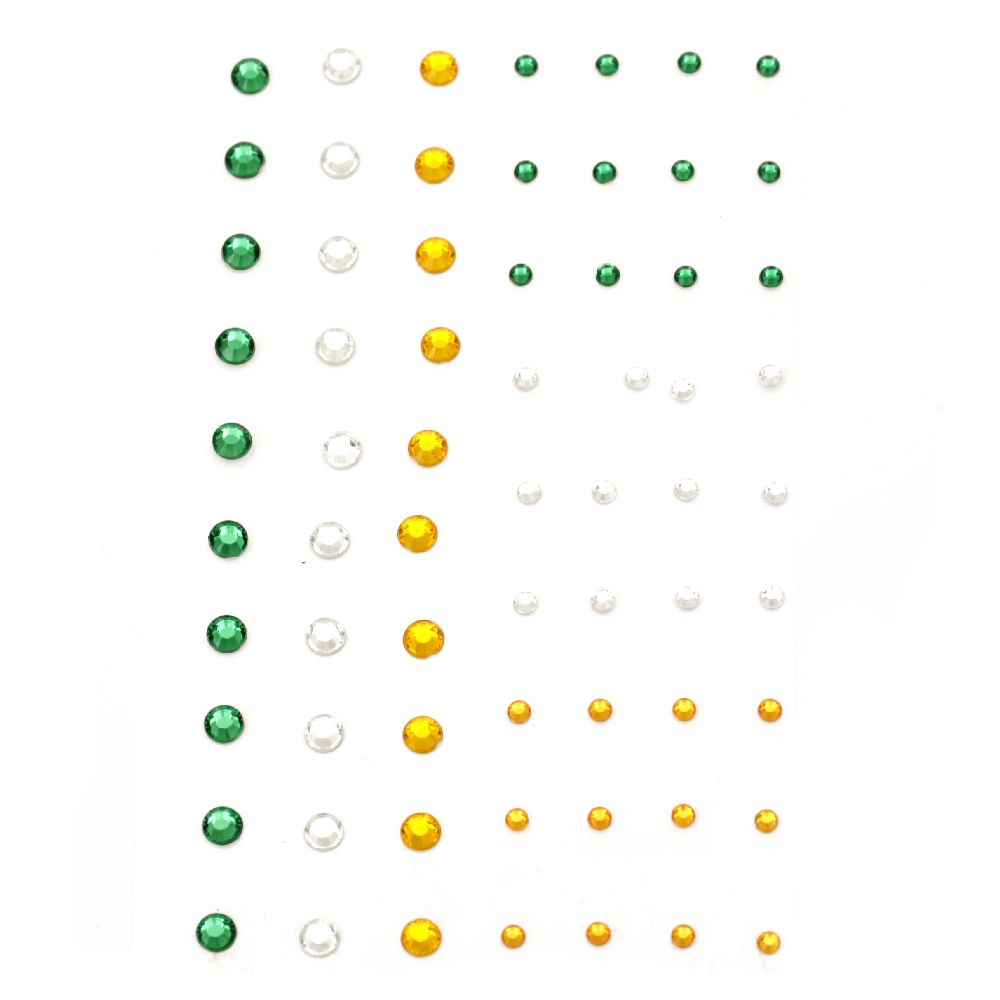 Αυτοκόλλητα στρόγγυλα στρας, ακρυλικό κατηγορίας Α 3 ~ 5 mm 3 χρώματα -70 τεμάχια