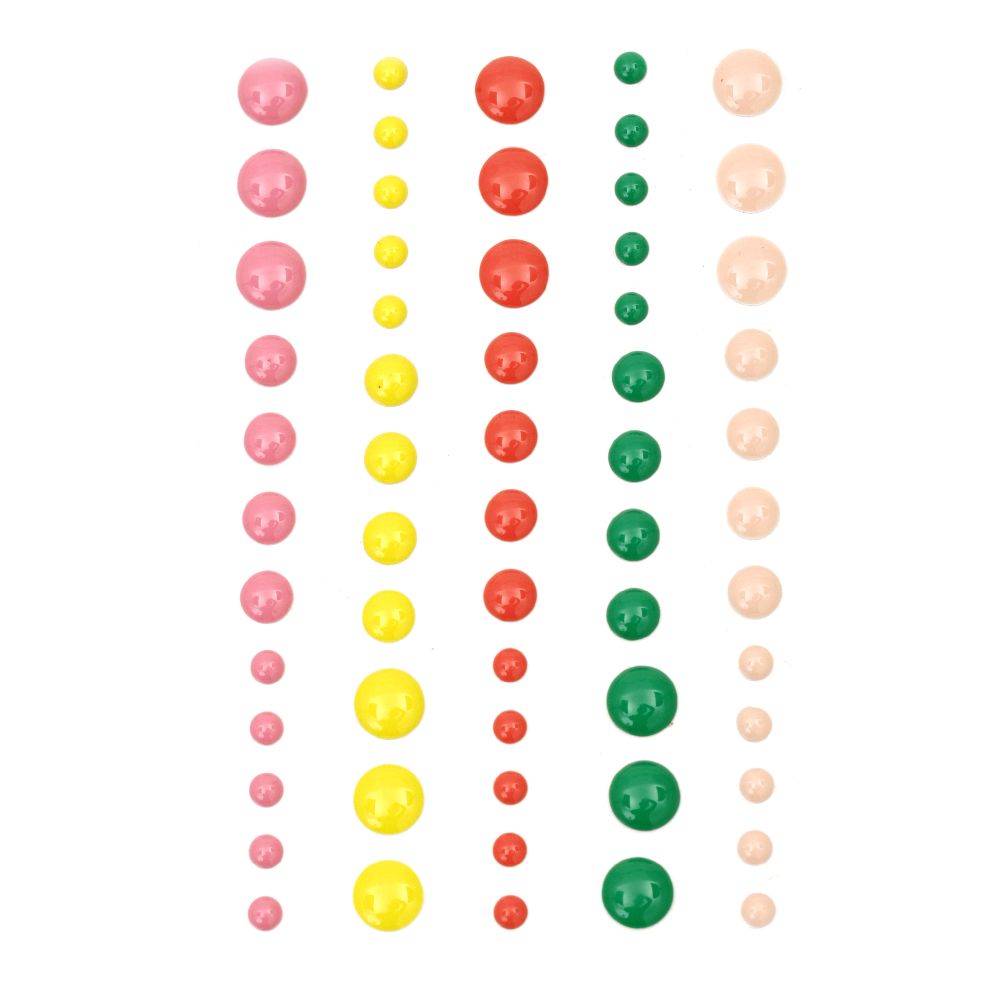 Pietre emailate autoadezive 4 ~ 8 mm 5 culori -60 bucăți