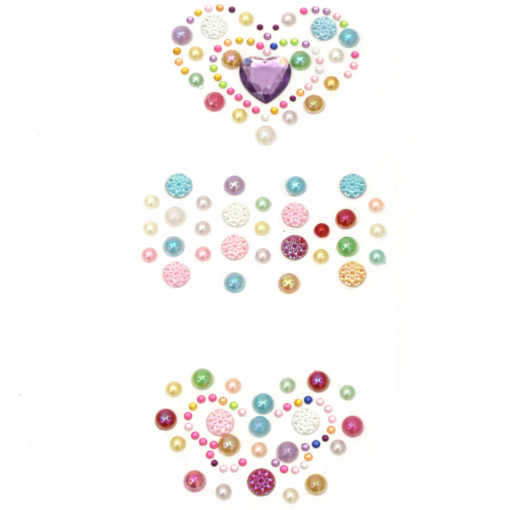Self-adhesive stones pearl and acrylic various heart and butterfly shapes colored