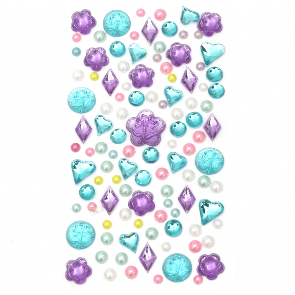 Pietre autoadezive acrilice și perlate diferite forme colorate
