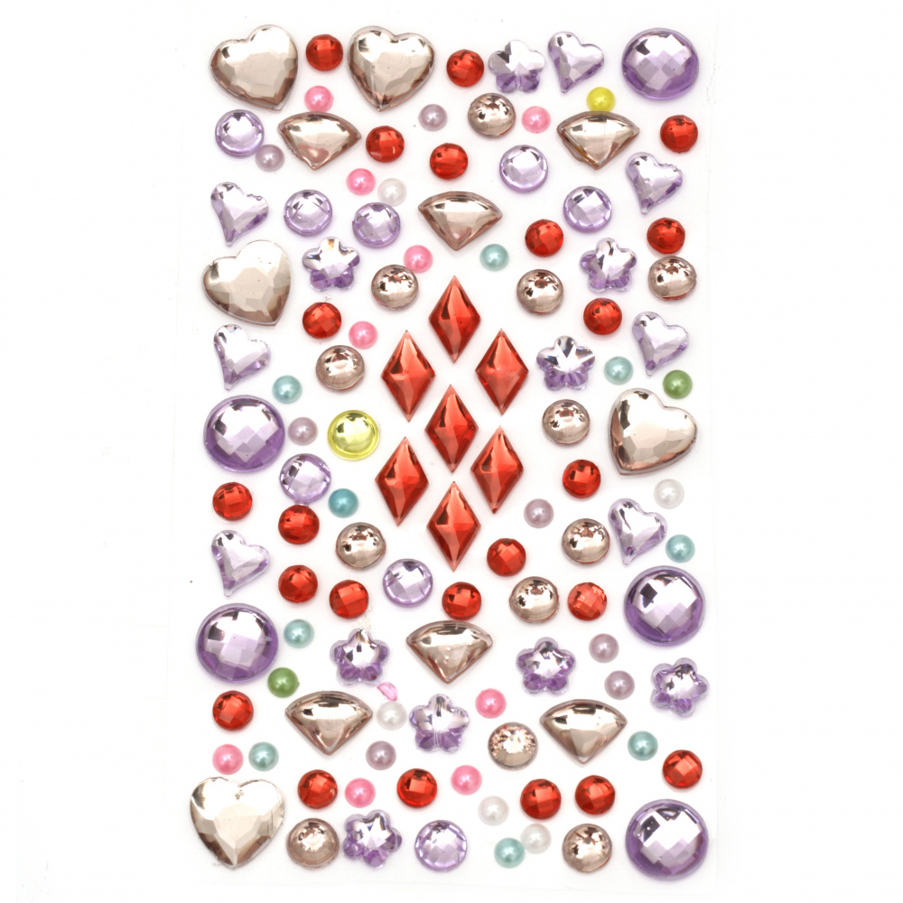 Self-adhesive stones acrylic and pearl various shapes colored