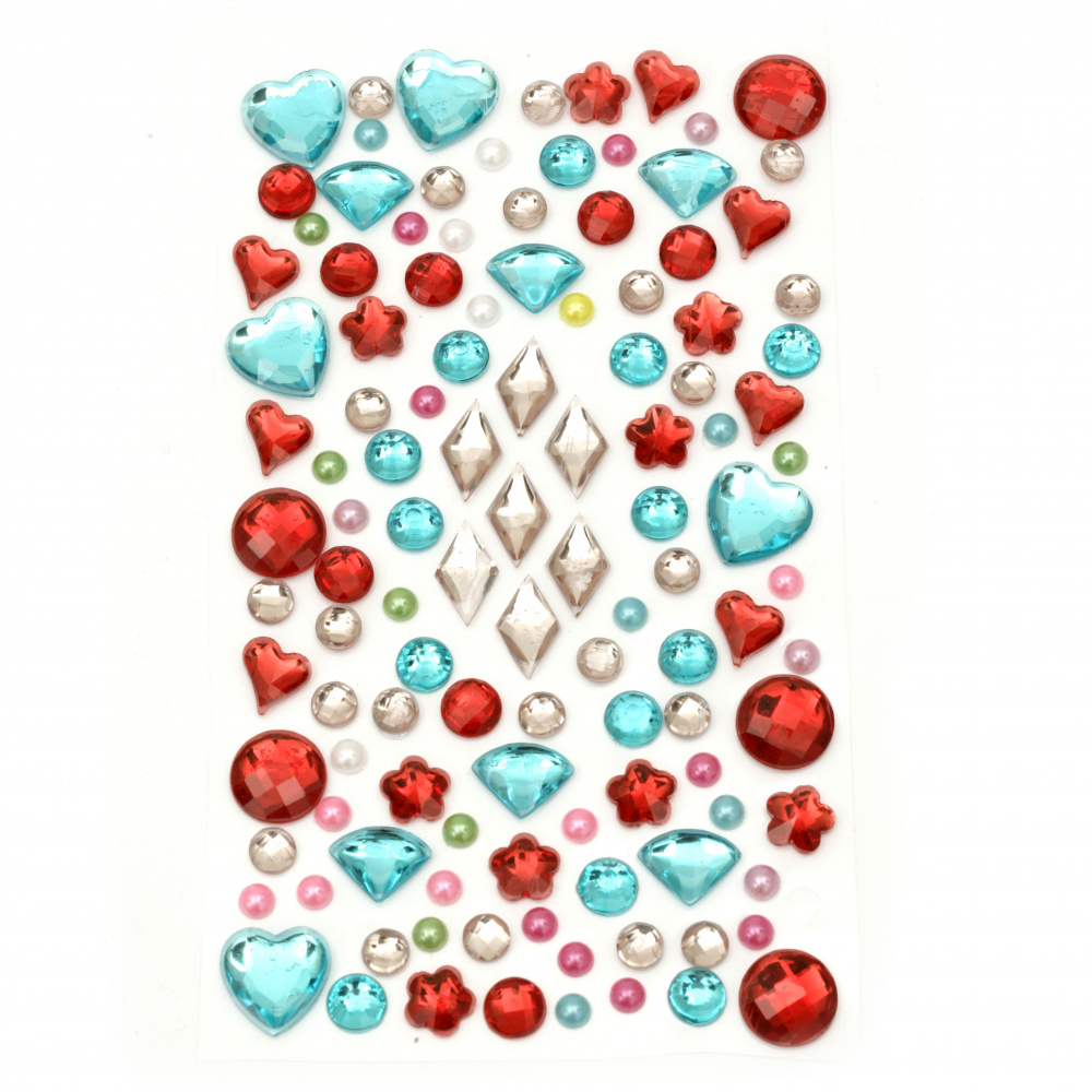 Pietre autoadezive acrilice și perlate diferite forme colorate