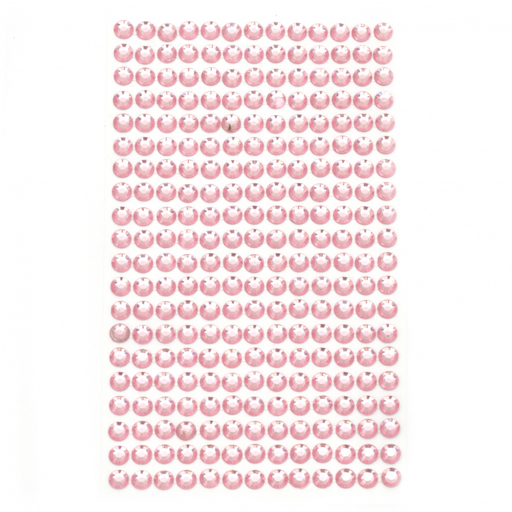 Pietre autoadezive acrilice 6 mm culoare roz deschis - 260 bucăți