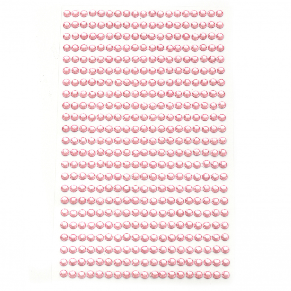 Pietre autoadezive acrilice 4 mm culoare roz deschis - 437 bucăți