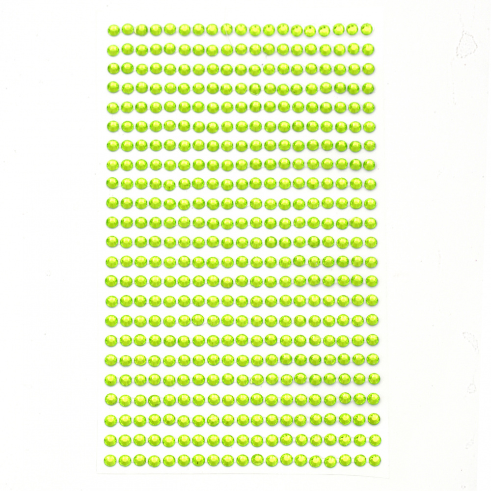 Self-adhesive stones acrylic 4 mm color green light - 437 pieces